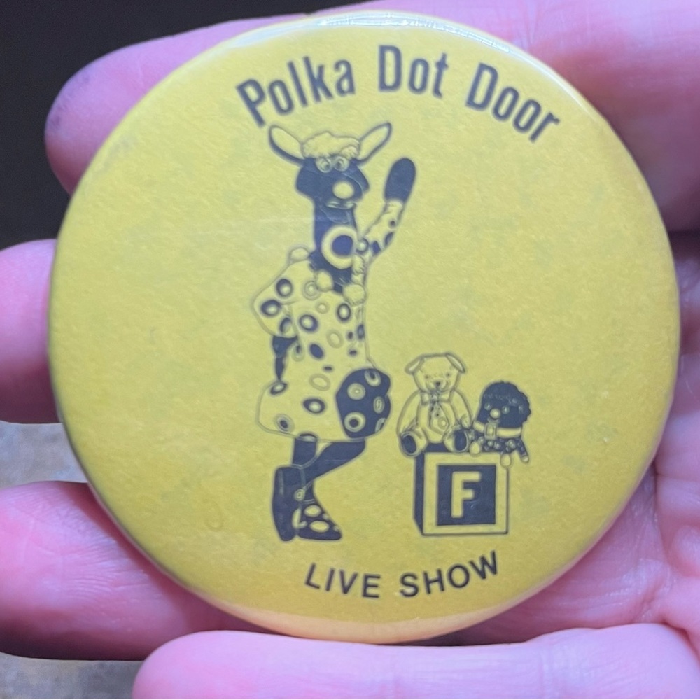 Yellow Polka Dot Door Button Vintage